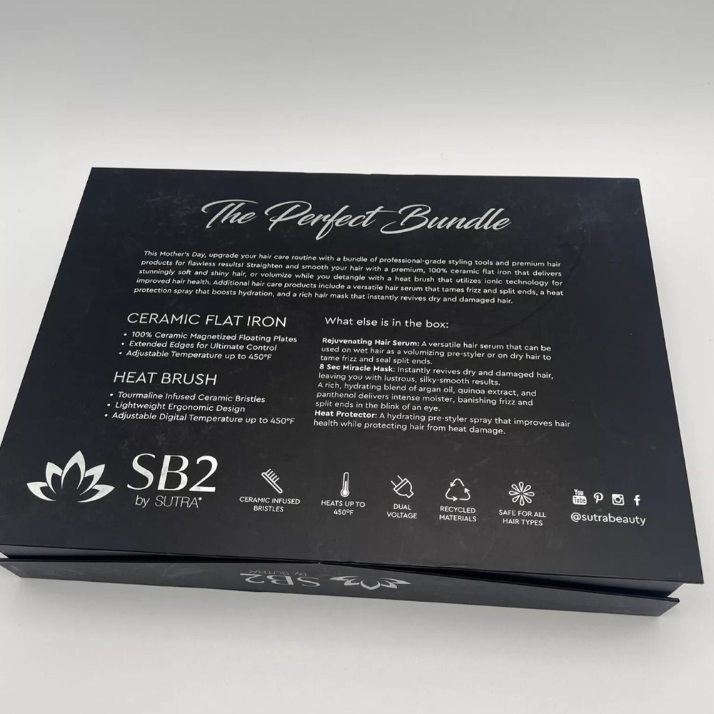 Sutra Beauty 5-Pc. Hair Styling Gift Set; Flat Iron, Heat Brush, Protectant NEW - Picture 2 of 11